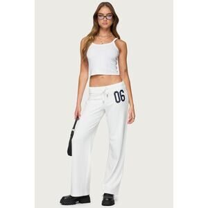 EDIKTED 06 Wide Leg Cotton Blend Drawstring Sweatpants size small white
